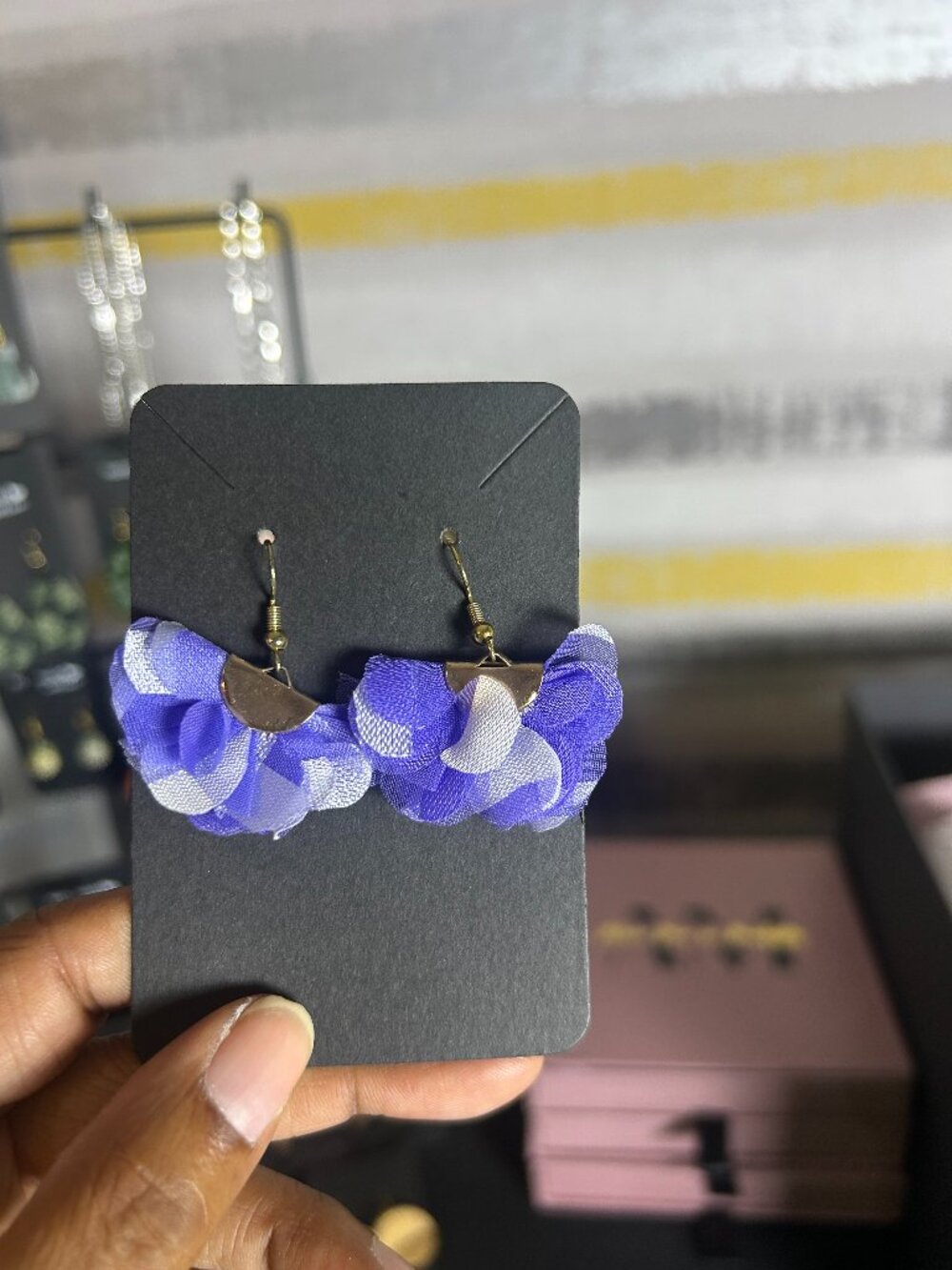 Purple Fabric Earrings